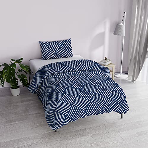 Italian Bed Linen MB Home Basic “Dafne” Bettbezug-Set, Citylife Blue, Einzelbett von Italian Bed Linen