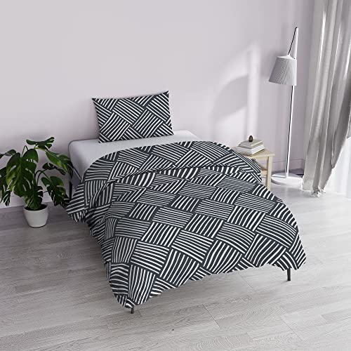 Italian Bed Linen MB Home Basic “Dafne” Bettbezug-Set, Citylife Grey, Einzelbett von Italian Bed Linen