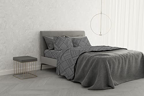Italian Bed Linen MB Home Basic “Dafne” Bettwäsche-Set, Citylife Grey, Doppelbett von Italian Bed Linen
