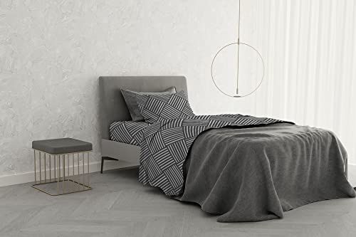 Italian Bed Linen MB Home Basic “Dafne” Bettwäsche-Set, Citylife Grey, Klein Doppelbett von Italian Bed Linen