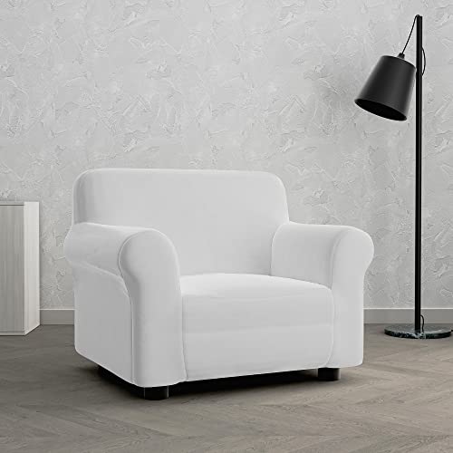 Italian Bed Linen Dehnbarer Sofa-Schonbezug Dahlia, 92% Polyester, 8% Elastometer, Hellgrau, 1 Platz von Italian Bed Linen