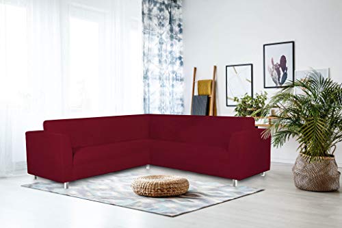 Italian Bed Linen Dehnbarer Spannbezug für Sofas Dahlia, 92% Polyester, 8% Elasthan, Bordeaux, 350-450 cm von Italian Bed Linen