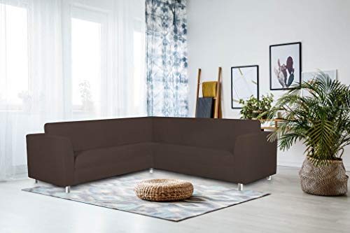 Dehnbarer Spannbezug für Sofas Dahlia, Braun von Italian Bed Linen