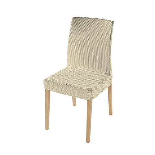 Italian Bed Linen Paar stuhlhussen mit stuhllehne “Leslie”, Leinen, Creme, Standardgröße von MB HOME BASIC