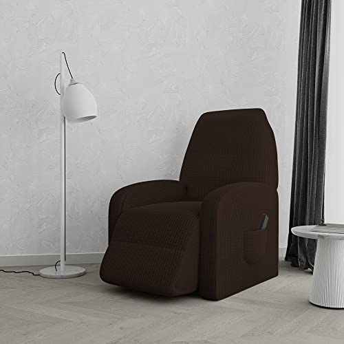 Italian Bed Linen Zurückklappbare sesselabdeckung “Leslie”, Leinwand, Braun, Standardgröße von MB HOME BASIC