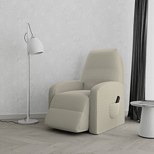 Italian Bed Linen Zurückklappbare sesselabdeckung “Leslie”, Leinwand, Creme, Standardgröße von Italian Bed Linen