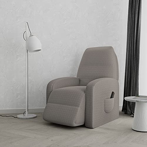 Italian Bed Linen Zurückklappbare sesselabdeckung “Leslie”, Leinwand, Taube grau, Standardgröße von MB HOME BASIC
