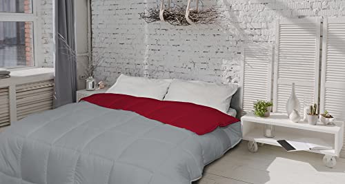 Winterdecke zweifarbig Iceland, Bordeaux/Hellgrau, Einzelbett von MB HOME BASIC