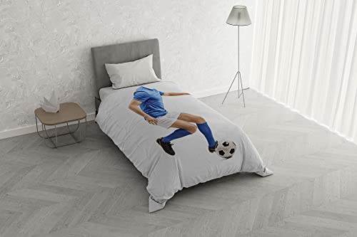 Italian Bed Linen Bettwäsche-Set mit Digitaldruck, Kids, Fußballer Blau, Einzelbett von Italian Bed Linen