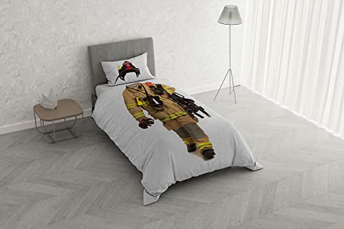 Italian Bed Linen Bettwäsche-Set Digitaldruck Kids, Feuerwehrmann und Einzelbett von Italian Bed Linen