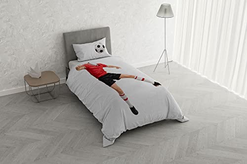 Italian Bed Linen Bettwäsche-Set mit Digitaldruck, Kids, Fußballer Rot, Einzelbett von Italian Bed Linen