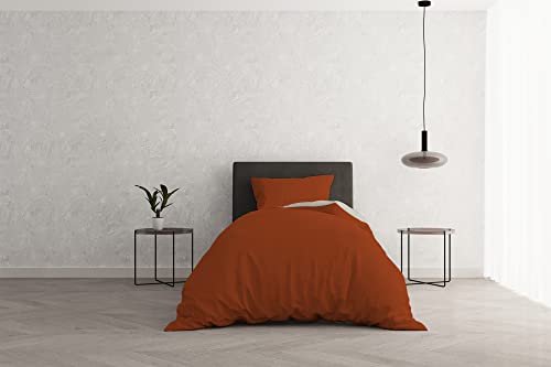 Italian Bed Linen Beauty Plus Fine 50 den Matte Solid Color 1 Paar Bettbezug-Set, natürliche Farbe, Baumwolle, ERD/Creme, Einzelbett von Italian Bed Linen