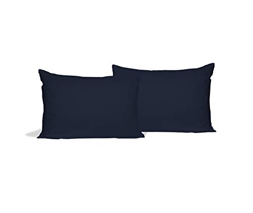 Elegant Kissenbezugspaar, Dunkelblau, 52 x 82 cm von Italian Bed Linen