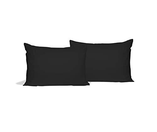 Elegant Kissenbezugspaar, Schwarz, 52 x 82 cm von Italian Bed Linen