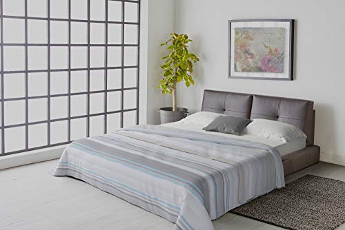 Italian Bed Linen “Athena” Sommersteppdecke, Damour Azzurro, Double, Doppel von Italian Bed Linen