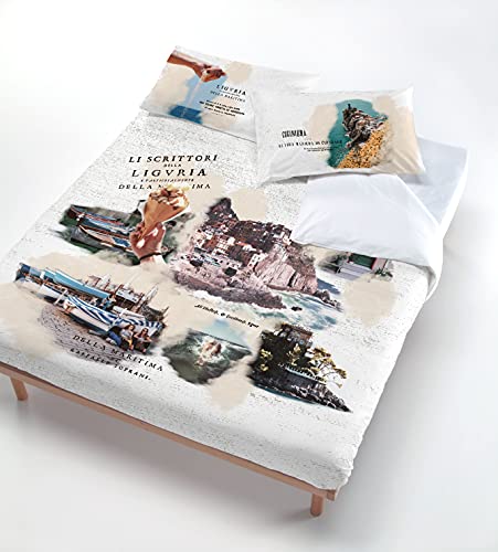 Italian Bed Linen MB Home Italy Bettwäsche-Set, Digitaldruck, City, Fünf Terra, Doppelbett von Italian Bed Linen