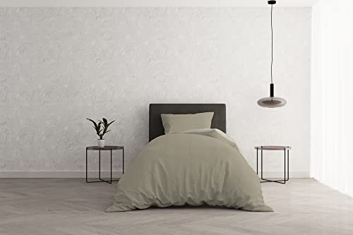 Italian Bed Linen Bettbezug Natural Color, Baumwolle, Taupe/Creme, Einzelbett von Italian Bed Linen