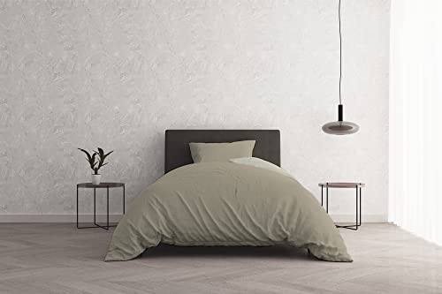 Italian Bed Linen Bettbezug Natural Color, Baumwolle, Taupe/Creme, französisches Bett von Italian Bed Linen