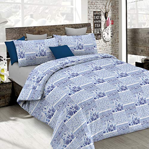 Italian Bed Linen MB Home Italy Bettwäsche-Set Sweet Moments, Graphic Blau, für 1 französisches Bett von Italian Bed Linen