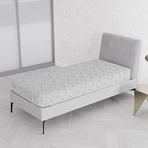 Italian Bed Linen Matratze Abdeckung, Polyester, Silver, Einzeln von Italian Bed Linen