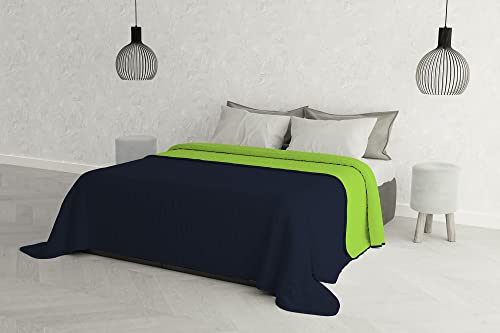 Italian Bed Linen MB Home Italy “Elegant” Sommer-steppdecke, 260x270 cm, Apfel Grün/Dunkel blau von Italian Bed Linen