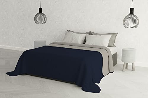 Italian Bed Linen MB Home Italy “Elegant” Sommer-steppdecke, Dunkel Blau/Hell Grau, 260x270 cm von Italian Bed Linen