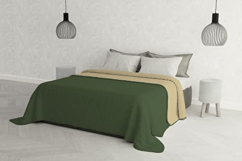Italian Bed Linen MB Home Italy “Elegant” Sommer-steppdecke, 260x270 cm, Dunkel Grün/Creme von Italian Bed Linen