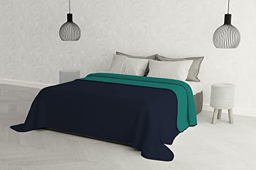 Italian Bed Linen MB Home Italy “Elegant” Sommer-steppdecke, 260x270 cm, Wasser Grün/Dunkel Blau von Italian Bed Linen