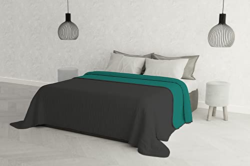 Italian Bed Linen MB Home Italy “Elegant” Sommer-steppdecke, Wasser Grün/Dunkel Grau, 260x270 cm von Italian Bed Linen