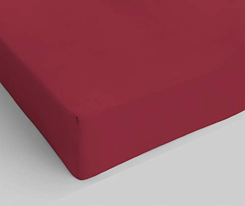 Italian Bed Linen Elegant Spannbettlaken im Winkel 35cm, Mikrofaser, Bordeaux, Kleine Doppelte von Italian Bed Linen