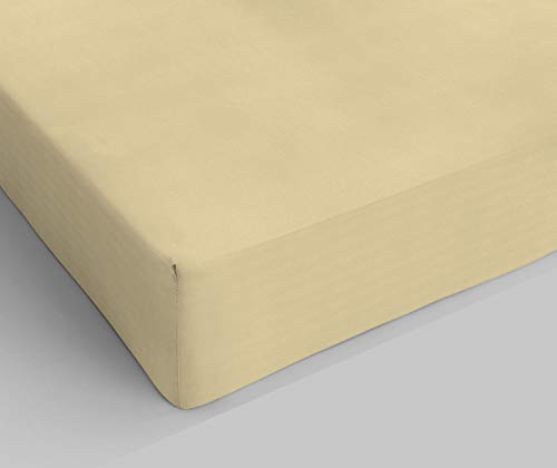 Italian Bed Linen Elegant Spannbettlaken im Winkel 35cm, Mikrofaser, Creme, Einzelne von Italian Bed Linen