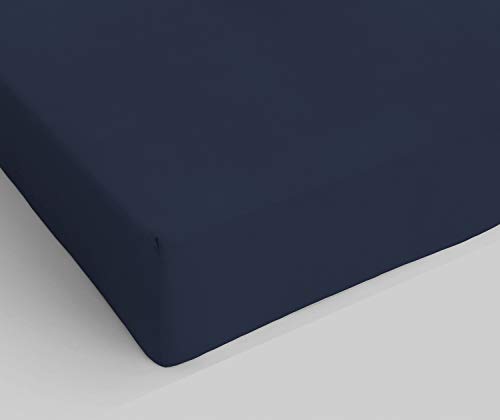 Italian Bed Linen Elegant Spannbettlaken im Winkel 35cm, Mikrofaser, Dunkelblau, Einzelne von Italian Bed Linen
