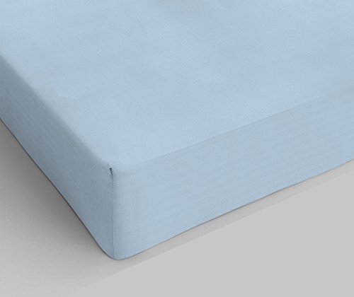 Spannbettlaken für Doppelbett, Baumwolle, hergestellt in Italien, Bettlaken 170 x 200 mit Gummizug 25 cm, hellblau von MB HOME ITALY