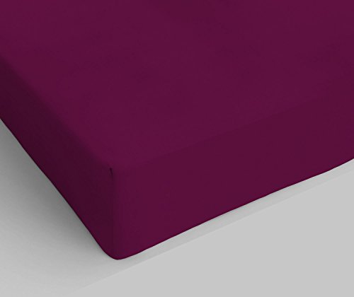 Max Color Spannbettlaken aus Baumwolle, Doppelbett, Pflaume von Italian Bed Linen