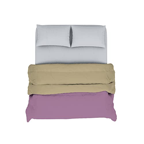 Italian Bed Linen Winter Bettdecke Italy, Lila/Creme, 250x200cm von Italian Bed Linen