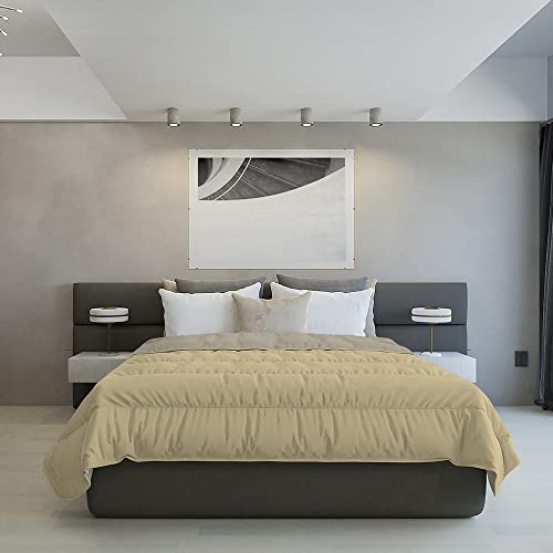 Italian Bed Linen Daunenjacke für den Sommer, Mikrofaser, zweifarbig, Creme/Taupe, 250 x 200 cm von Italian Bed Linen