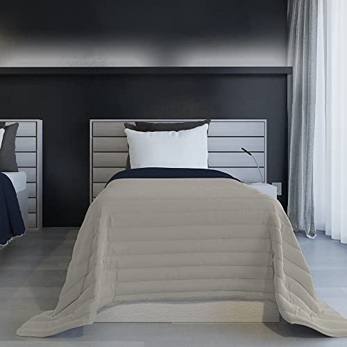 Italian Bed Linen Sommerdecke, flammhemmend, Mikrofaser, zweifarbig, Dunkelblau/Hellgrau, 170 x 270 cm von Italian Bed Linen