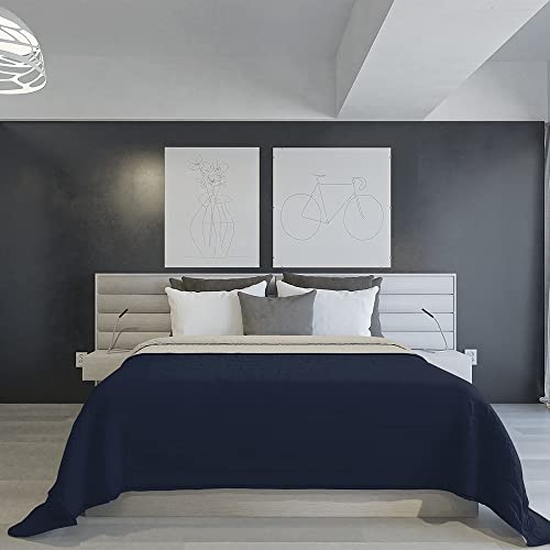 Italian Bed Linen Daunenjacke für den Sommer, Mikrofaser, zweifarbig, hellgrau/dunkelblau, 260 x 270 cm von Italian Bed Linen