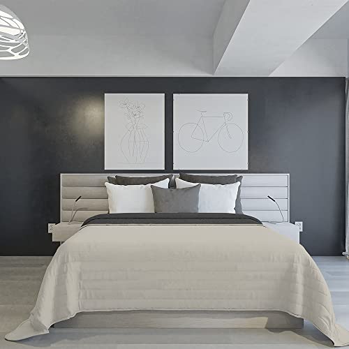 Italian Bed Linen Daunenjacke für den Sommer, Mikrofaser, zweifarbig, hellgrau/dunkelgrau, 260 x 270 cm von Italian Bed Linen