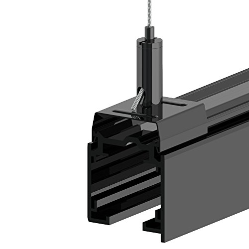 Gripper, Drahtseilhalter für Drahtseile ø1,0mm - ø1,5mm; seitlicher Seilausgang; mit gefederter Klammer zur Ankoppelung an GLOBAL Stromschienen; schwarz beschichtet. Gripper, Drahtseilhalter für Drahtseile ø1,0mm - ø1,5mm; seitlicher Seilausgang; mit gefederter Klammer zur Ankoppelung an GLOBAL Stromschienen; schwarz beschichtet. von MB-Licht