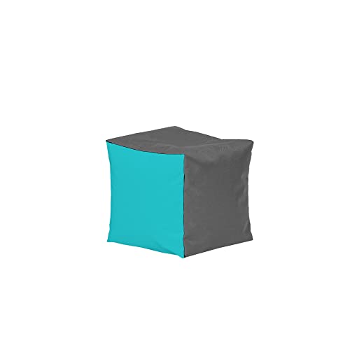 MB MILLINDABAG Hocker Würfel 35x35x35 cm Sitzsack für Kinder Jugendliche Beanbag Sessel Kissen Indoor & Outdoor Gaminggeignet & bereits gefüllt Sitzkissen Bodenkissen (Anthrazit - Türkis) von MB MILLINDABAG