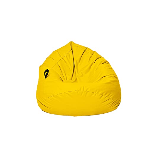 MILLINDABAG Kastanie Tropfenform Sitzsack für Kinder Jugendliche und Erwachsene Beanbag Kissen Indoor & Outdoor Gaminggeignet bereits gefüllt Sitzkissen Bodenkissen (Gelb, XXL-Durchmesser 88 cm) von MB MILLINDABAG