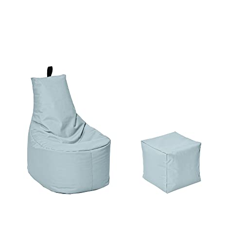 MILLINDABAG Modern Sitzsack für Kinder und Erwachsene Sessel Kissen In & Outdoor Gaminggeignet & bereits gefüllt Sitzkissen Bodenkissen (Grau, XXL - Durchmesser 78 cm mit Hocker) von MB MILLINDABAG