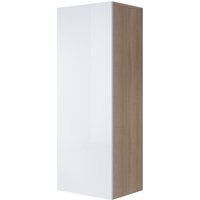 Hängeschrank Vitrinenschrank Vitrine Wohnzimmer 1 Tür 3 Fächer 40x126x29cm Modell Luke V1 Sonoma Matt und Weiss Glanz von MB MOEBEL