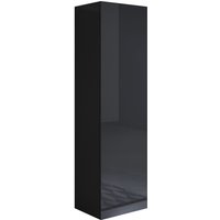 Hängeschrank Vitrinenschrank Vitrine Wohnzimmer 1 Tür 4 Fächer 40x165x29cm Modell Luke V4 Schwarz Glanz von LETTIEMOBILI