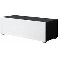 Mb Moebel - Lowboard Stehend 2cm Füsse TV-Schrank Fernsehtisch tv Möbel TV-Ständer 1 Falltür 100x32x40cm Modell Luke H1 Schwarz und Weiss Glanz von MB MOEBEL