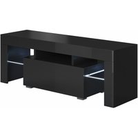 Mb Moebel - Lowboard Stehend mit led TV-Schrank Fernsehtisch Stehend tv Möbel TV-Ständer 1 Schublade 130x45x35cm Modell Elio Schwarz Glanz von MB MOEBEL