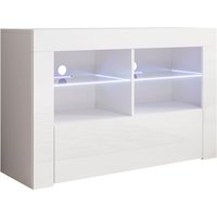 Lowboard Stehend mit led TV-Schrank Fernsehtisch Stehend tv Möbel TV-Ständer 1 Schublade 100x65x35cm Modell Lilian Weiss Glanz von MB MOEBEL