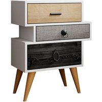 Mb Moebel - Nachttisch mit led Nachtschrank Nachtkommode Schlafzimmer 3 Schubladen 52x68,5x29,5cm Modell Leticia 3C von DESIGN AMEUBLEMENT