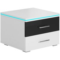 Design Ameublement - Nachttisch mit led Nachtschrank Nachtkommode Schlafzimmer 1 Schublade 50x36x45cm Modell Paulina Weiss Glanz von LETTIEMOBILI
